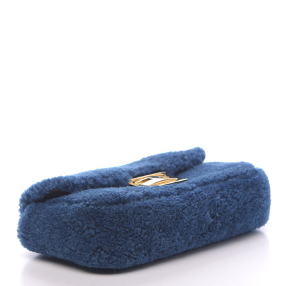 Fendi Shearling Nappa Mini Be Baguette Shoulder Bag Blue Black 4 of 11