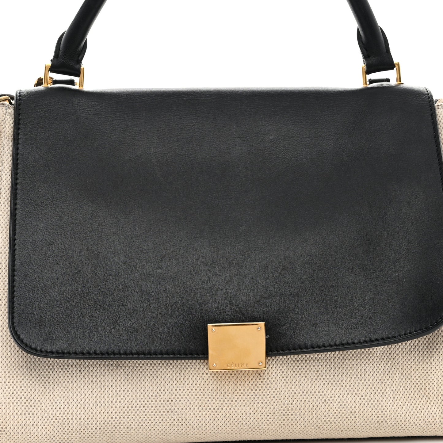 Smooth Calfskin Canvas Medium Trapeze Cream