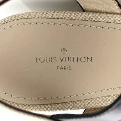 Louis Vuitton Canvas Calfskin Postcard Wedge Sandals 41 Ecru 6 of 9
