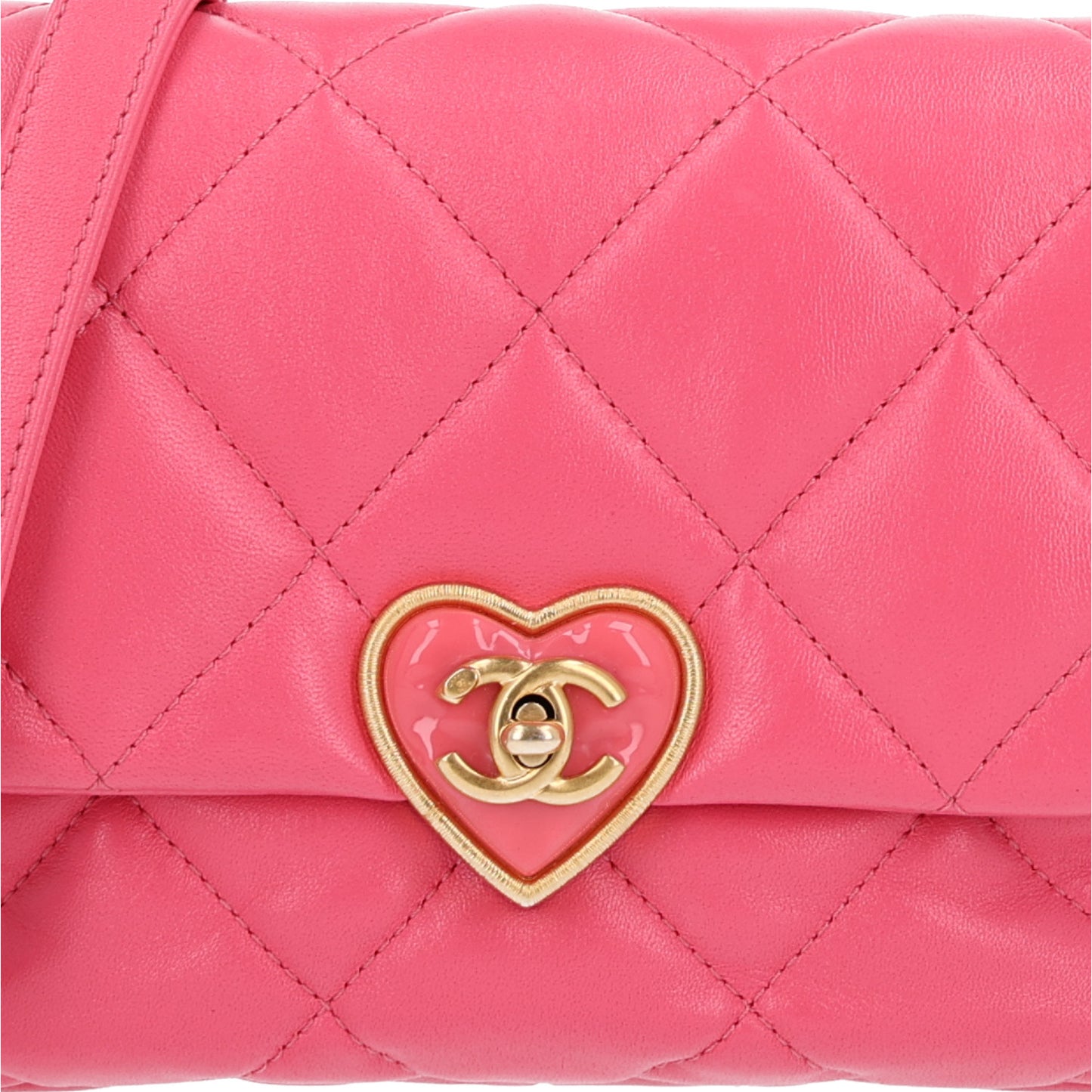 Lambskin Plexiglass Quilted Coco Love Mini Flap Pink