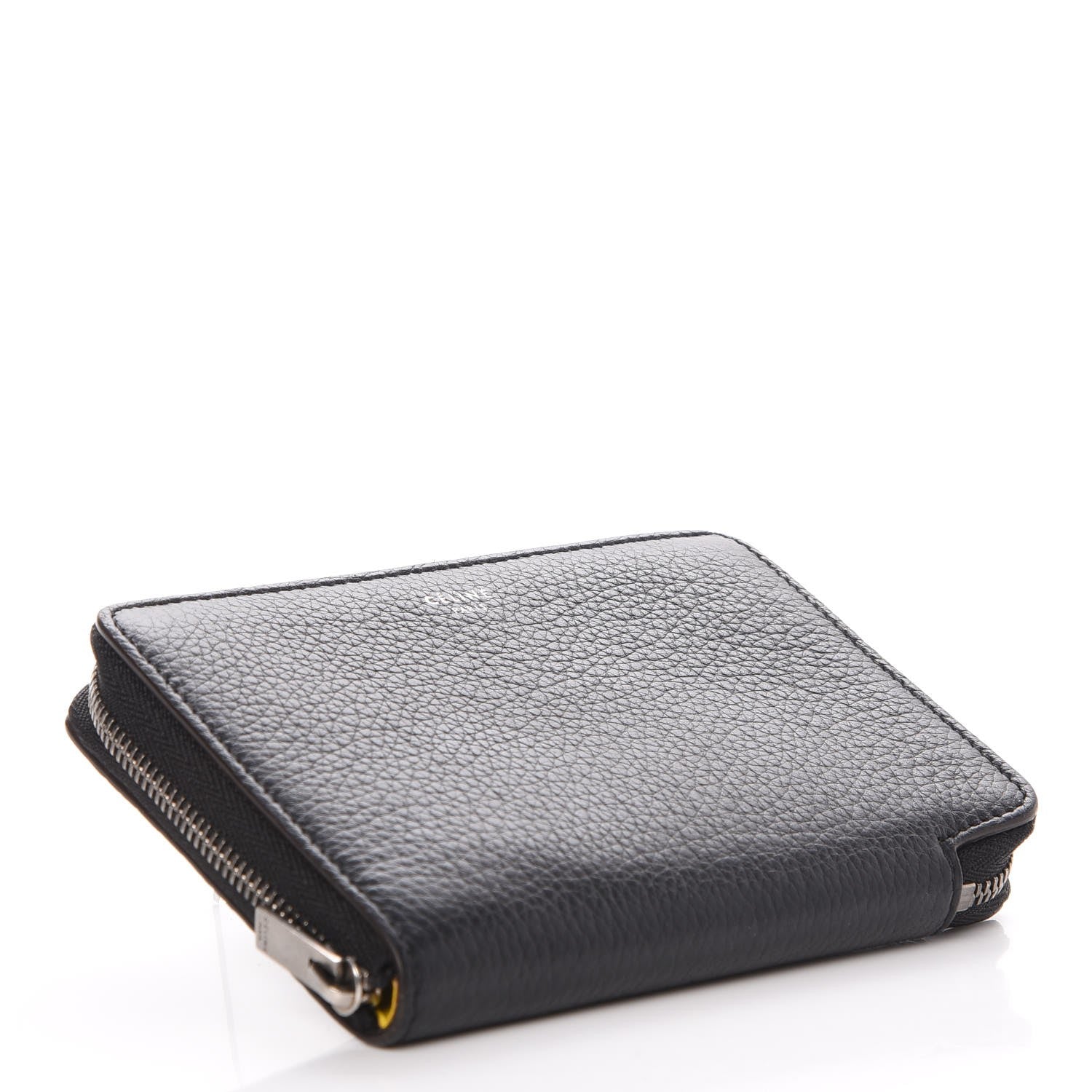 Celine Drummed Calfskin Zip Around Multifunction Wallet Black Citron 4 of 7
