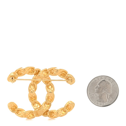 Chanel Quilted CC Brooch Gold 2 of 3