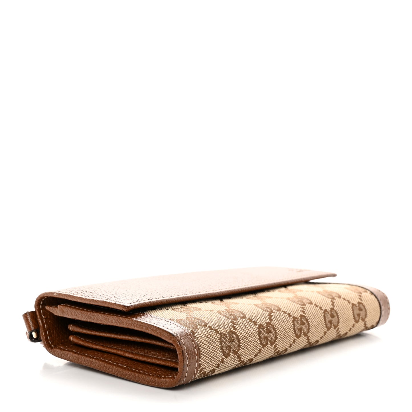 Calfskin GG Supreme Monogram Continental Wallet Beige Ebony