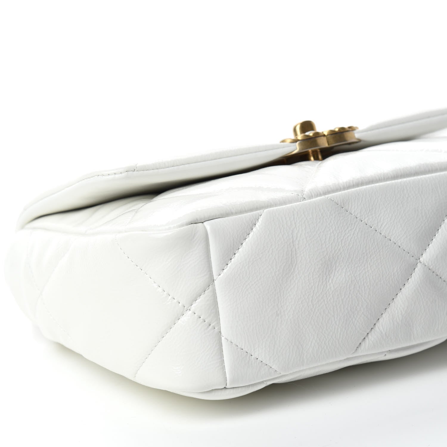 Chanel Shiny Crumpled Calfskin Quilted Medium Chanel 19 Flap White 6 of 12