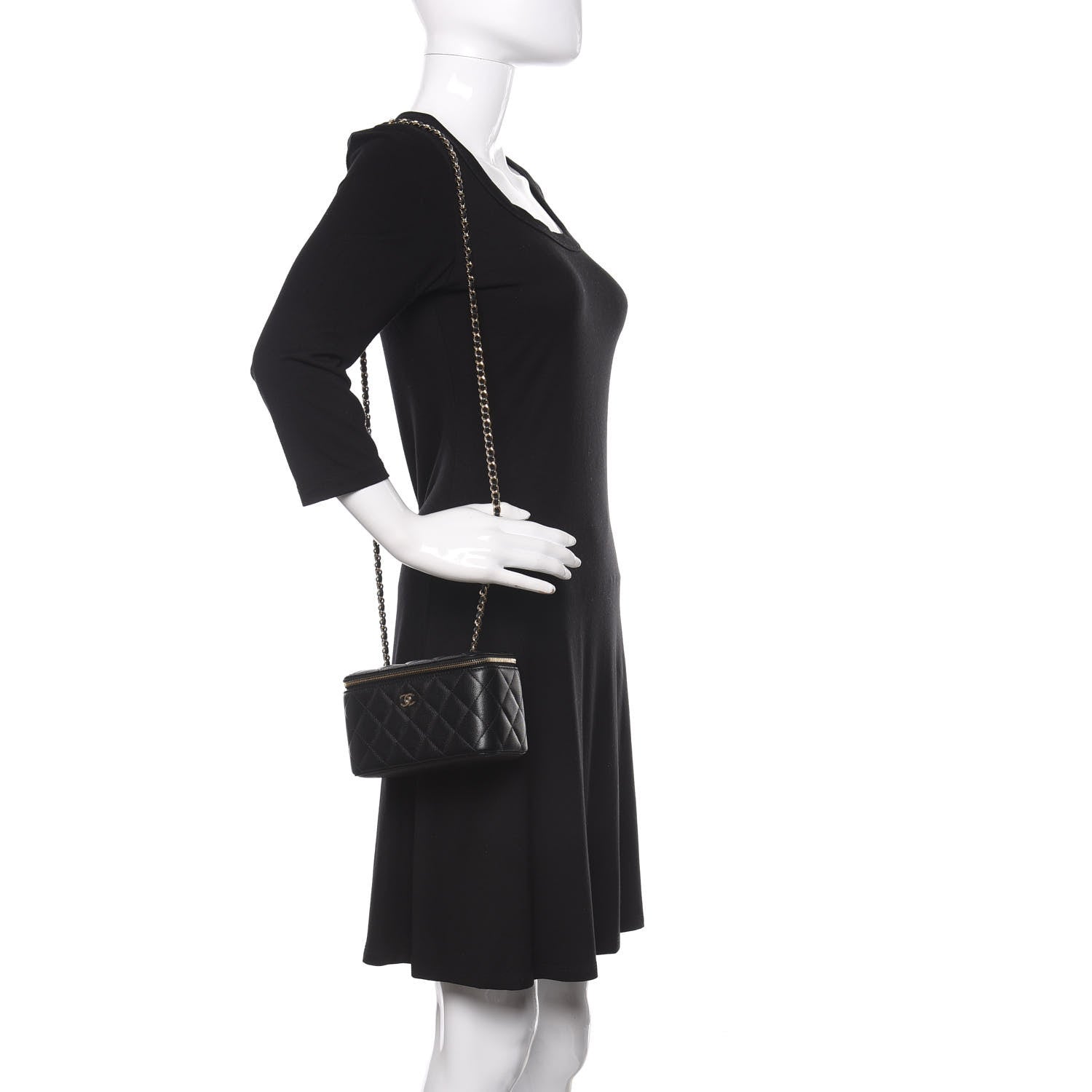 Chanel Caviar Quilted Small Vanity Case With Chain Black 2 of 10