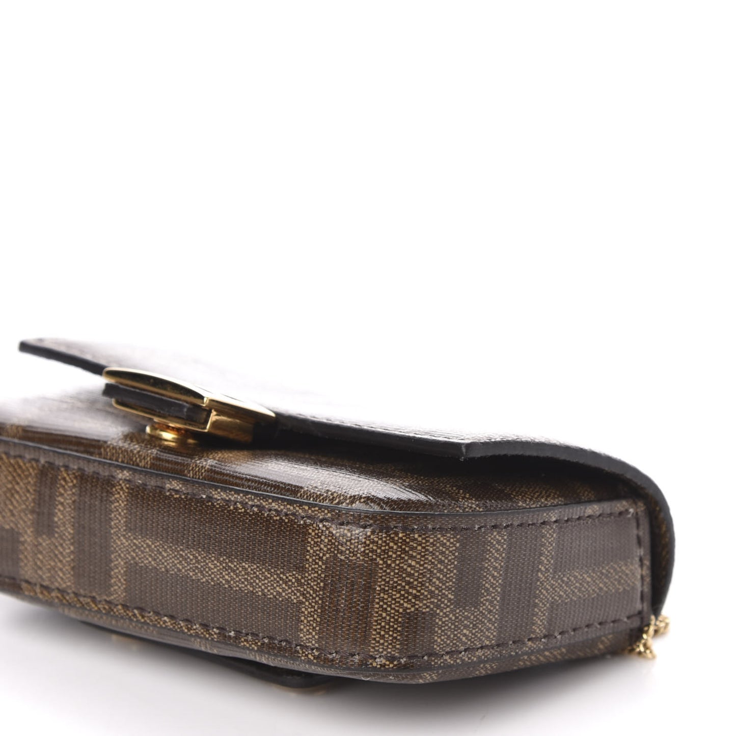 Glazed Fabric FF 1974 Nano Baguette Belt Charm Mogano Panna