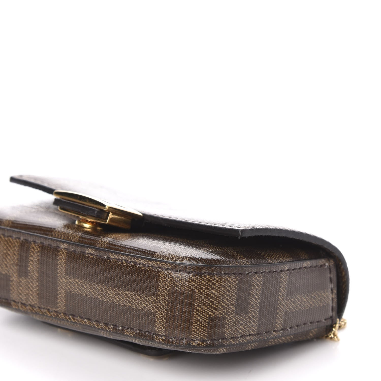 Fendi Glazed Fabric FF 1974 Nano Baguette Belt Charm Mogano Panna 9 of 10
