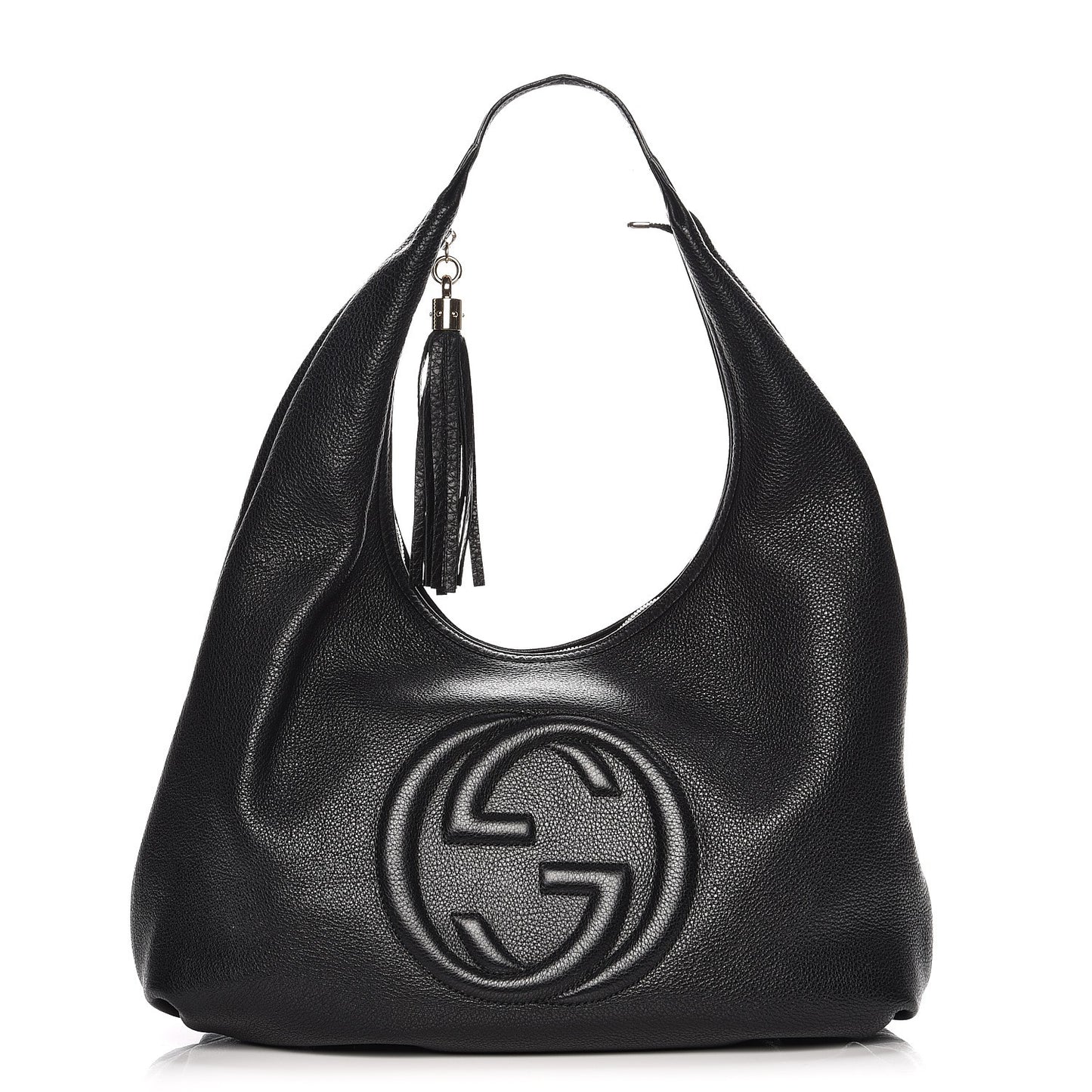 Pebbled Calfskin Large Soho Hobo Black