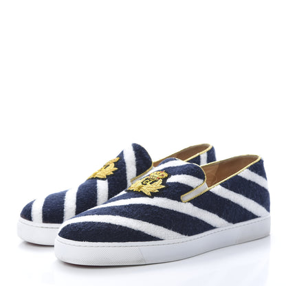 Christian Louboutin Eponge Mariniere Specchio Boat Spa Flat Sneakers 39 Navy White 3 of 13