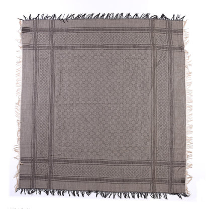 Gucci Wool Silk GG Monogram Diamante Plaid Surviee Shawl Beige Dark Brown 1 of 4
