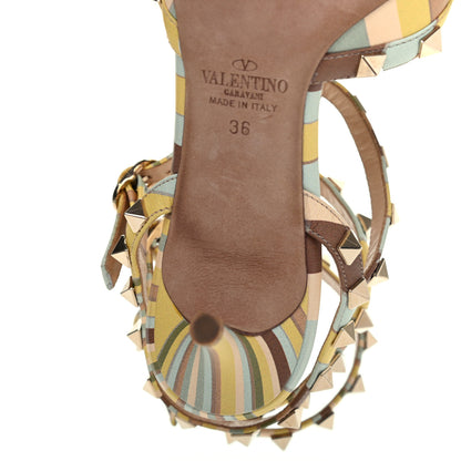 Valentino Garavani Nappa Native Couture 1975 Rockstud Ankle Strap Low Heel Pumps 36 Multicolor 11 of 13