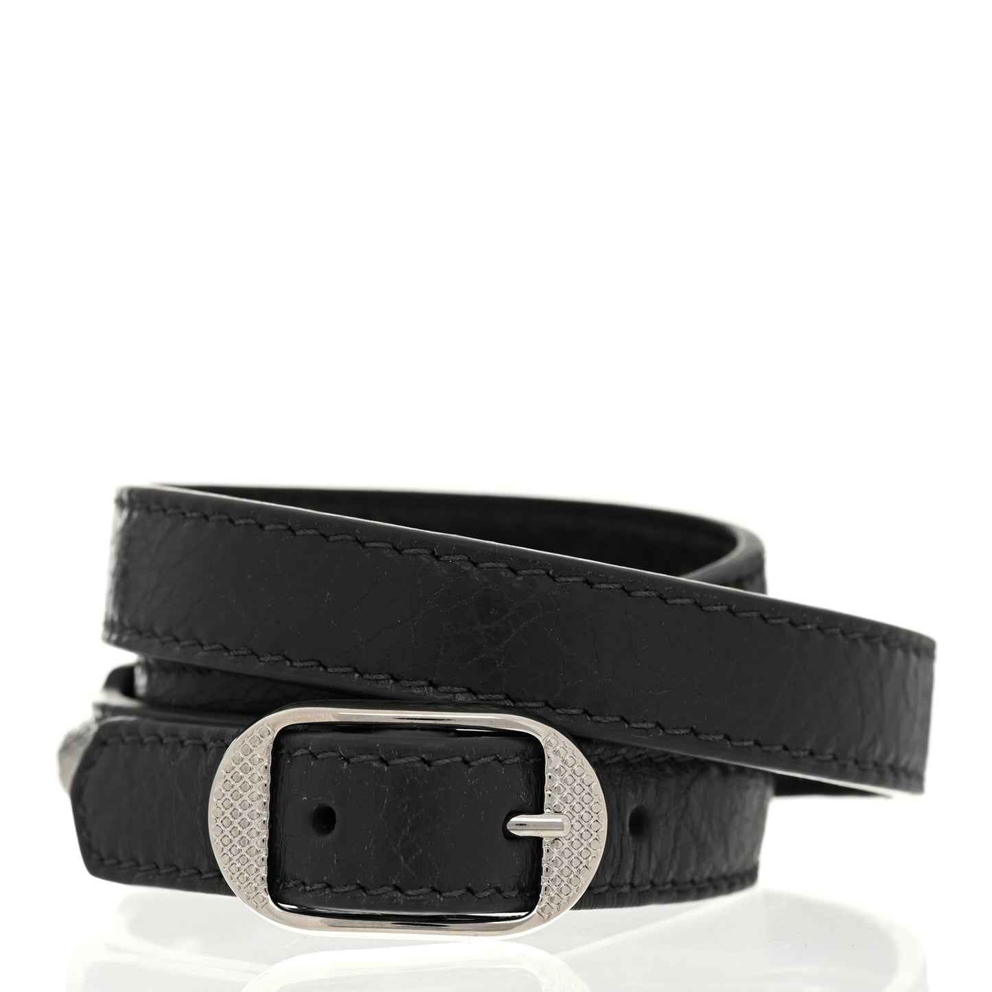 Agneau Giant Silver Hardware Triple Tour M Bracelet Gris Fossile