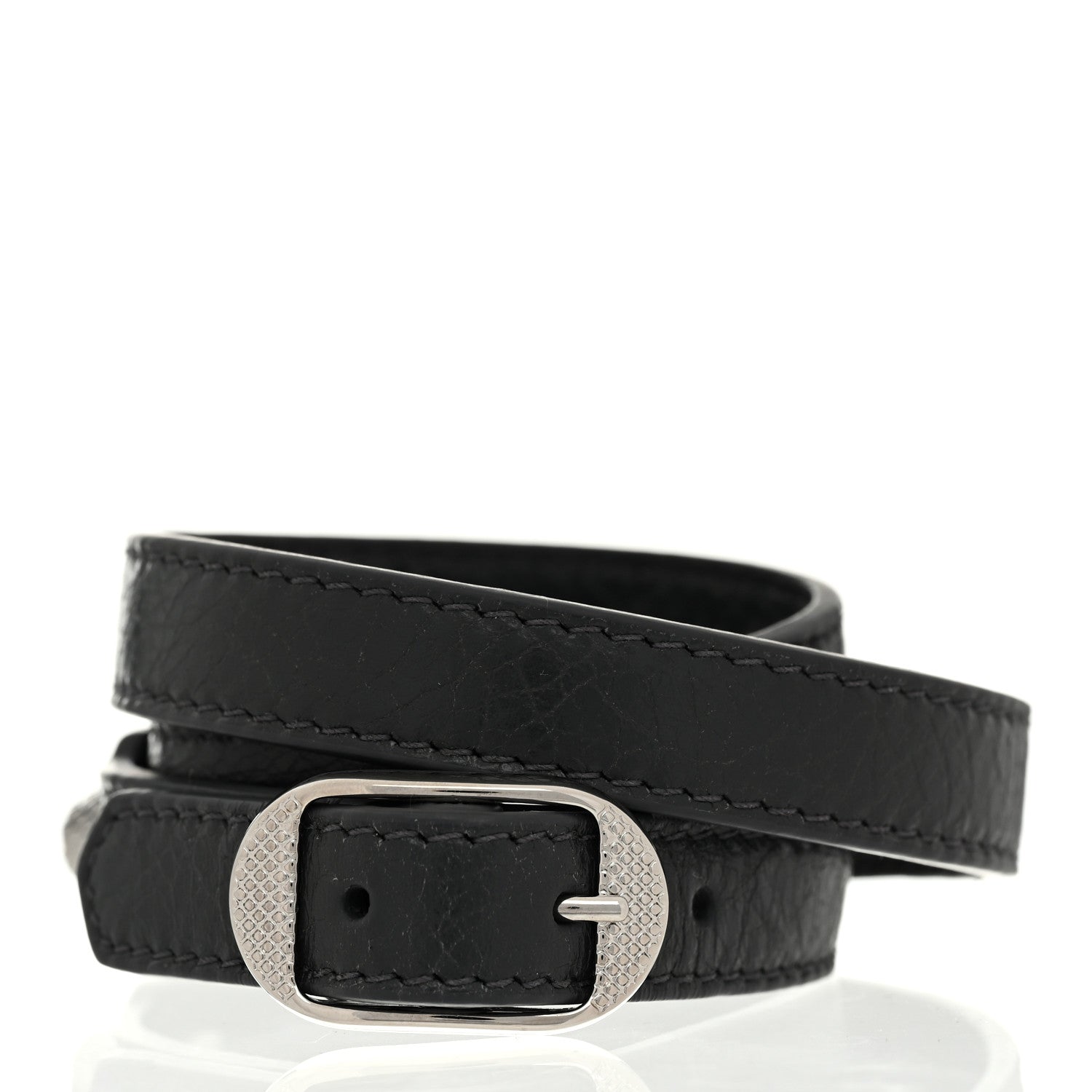 Balenciaga Agneau Giant Silver Hardware Triple Tour M Bracelet Gris Fossile 3 of 7