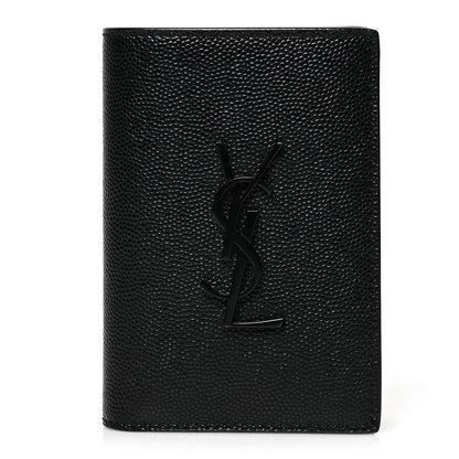 Saint Laurent Grain De Poudre Monogram Bi-Fold Wallet Black 1 of 7