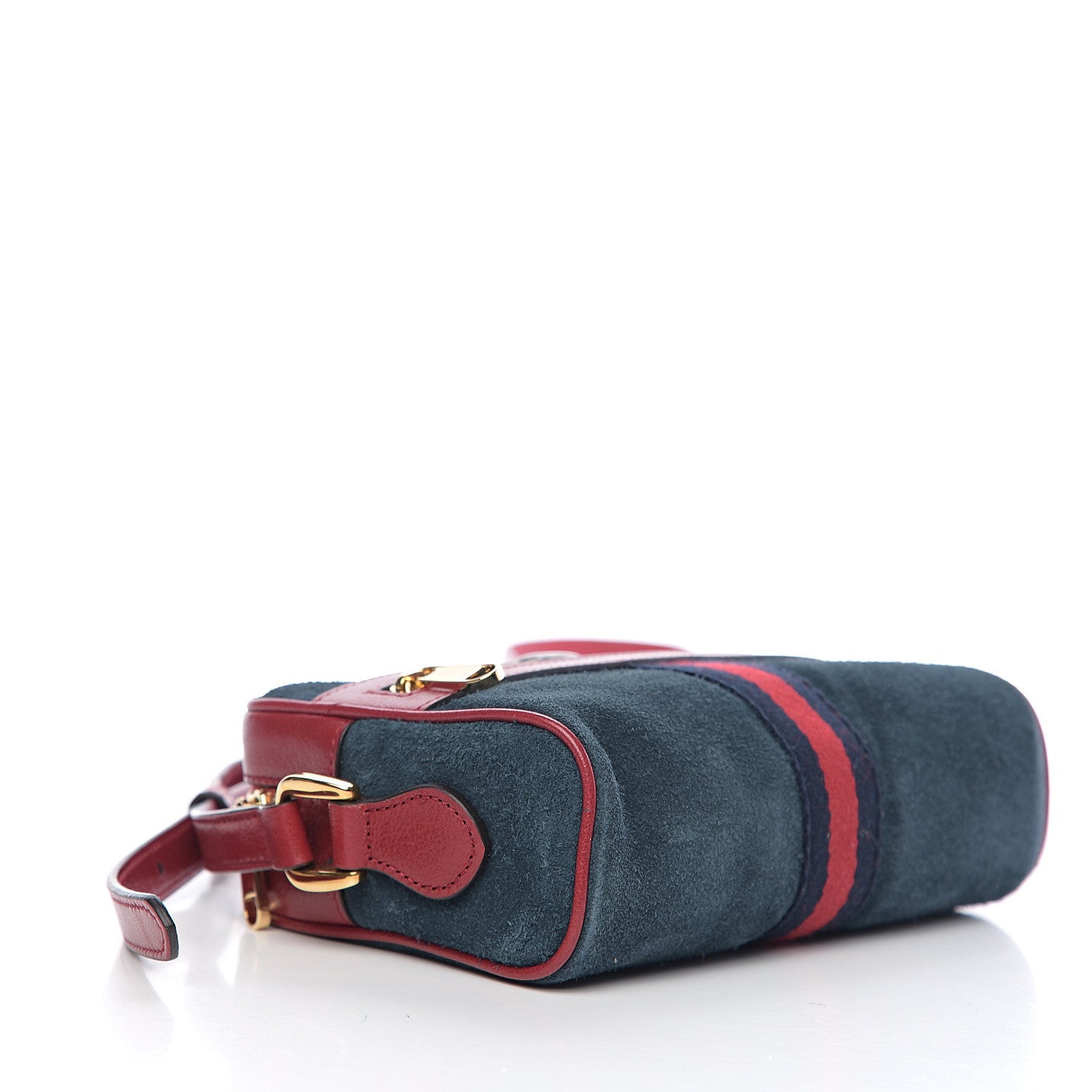 Gucci Suede Calfskin Web Mini Ophidia Shoulder Bag New Blue Romantic Cherry 3 of 9
