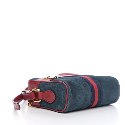 Gucci Suede Calfskin Web Mini Ophidia Shoulder Bag New Blue Romantic Cherry 3 of 9