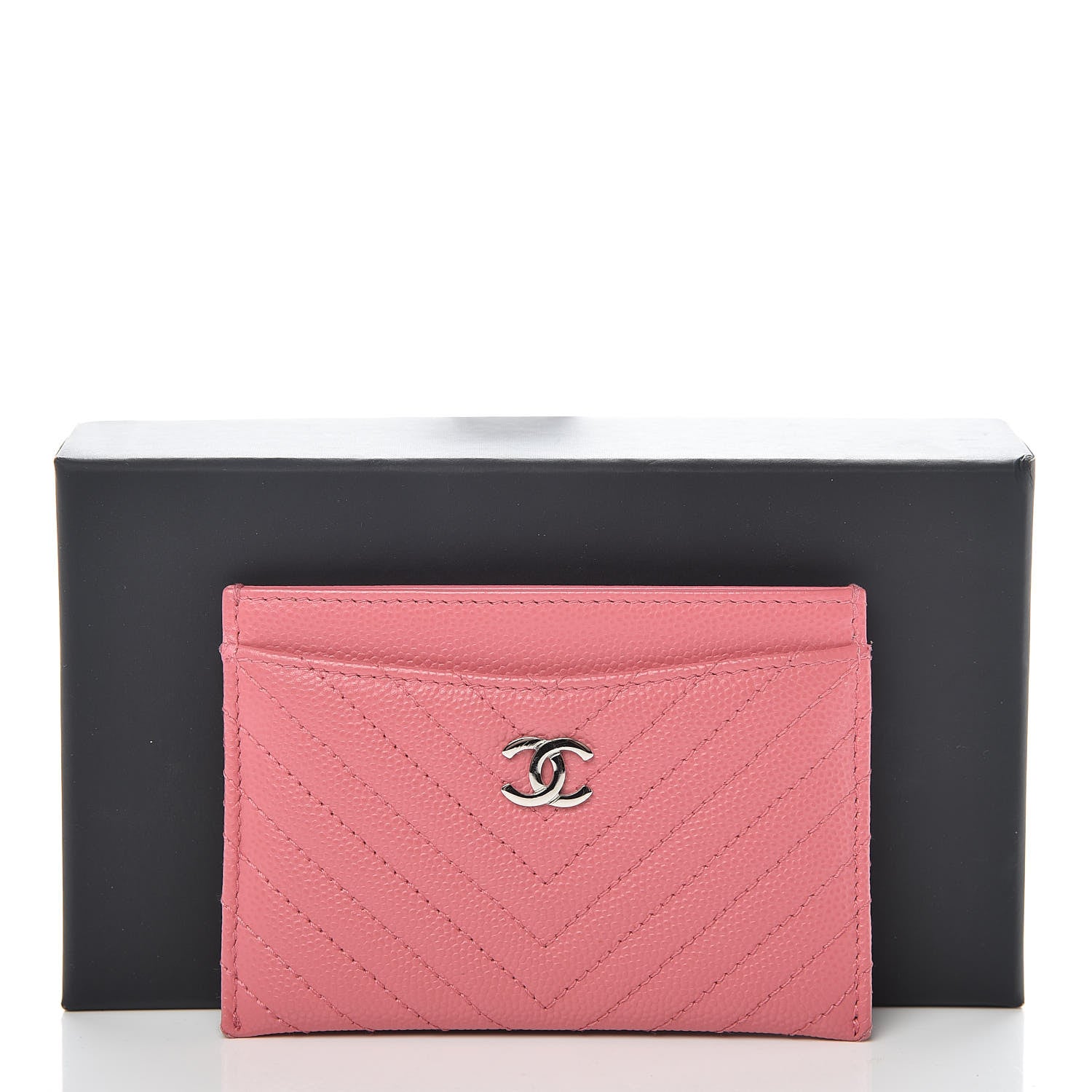 Chanel Caviar Chevron Quilted Card Holder Pink 9 of 9
