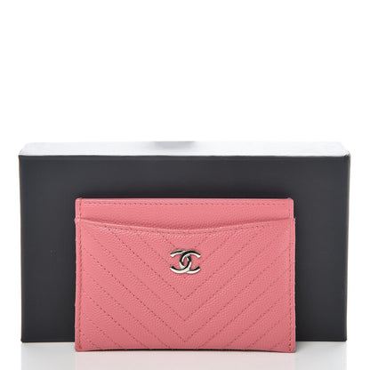 Chanel Caviar Chevron Quilted Card Holder Pink 9 of 9