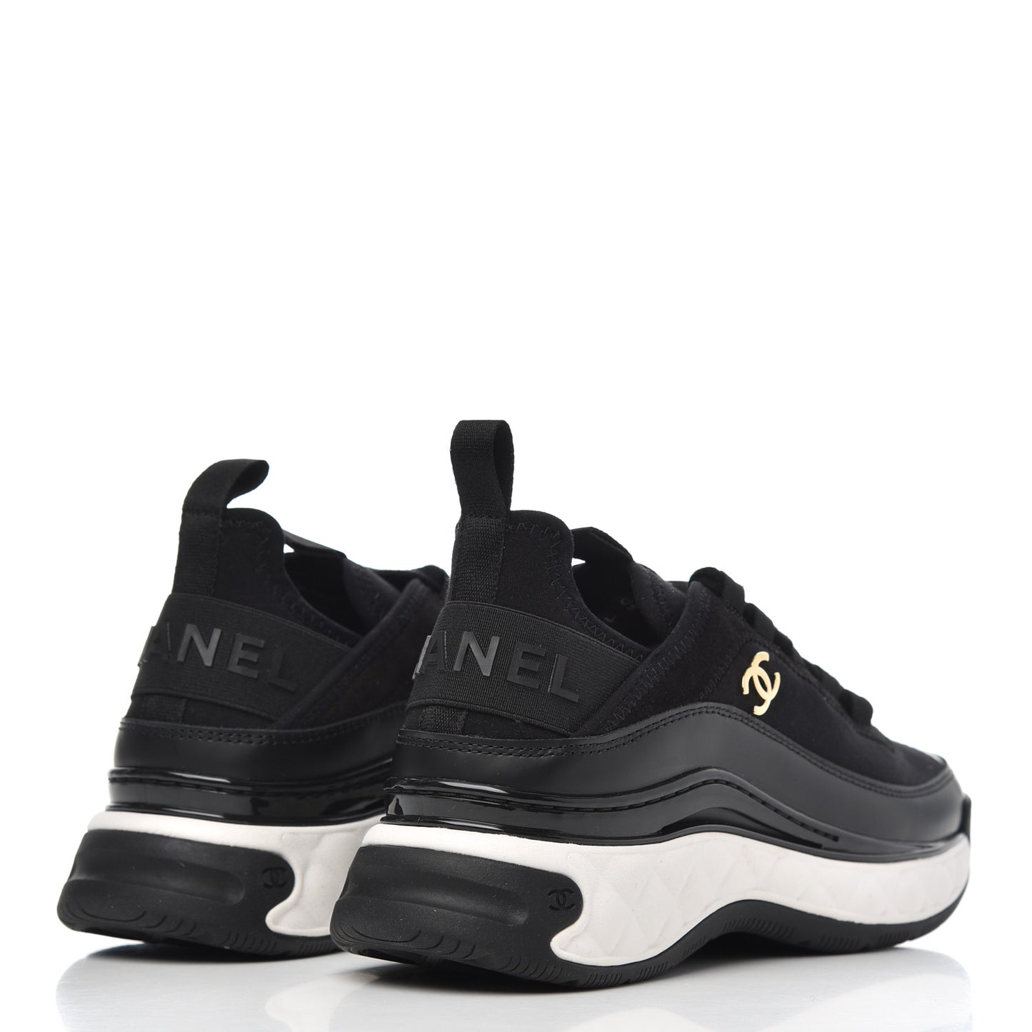 Velvet Calfskin Mixed Fibers CC Sneakers 35 Black