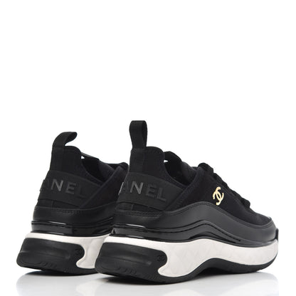 Chanel Velvet Calfskin Mixed Fibers CC Sneakers 35 Black 4 of 11