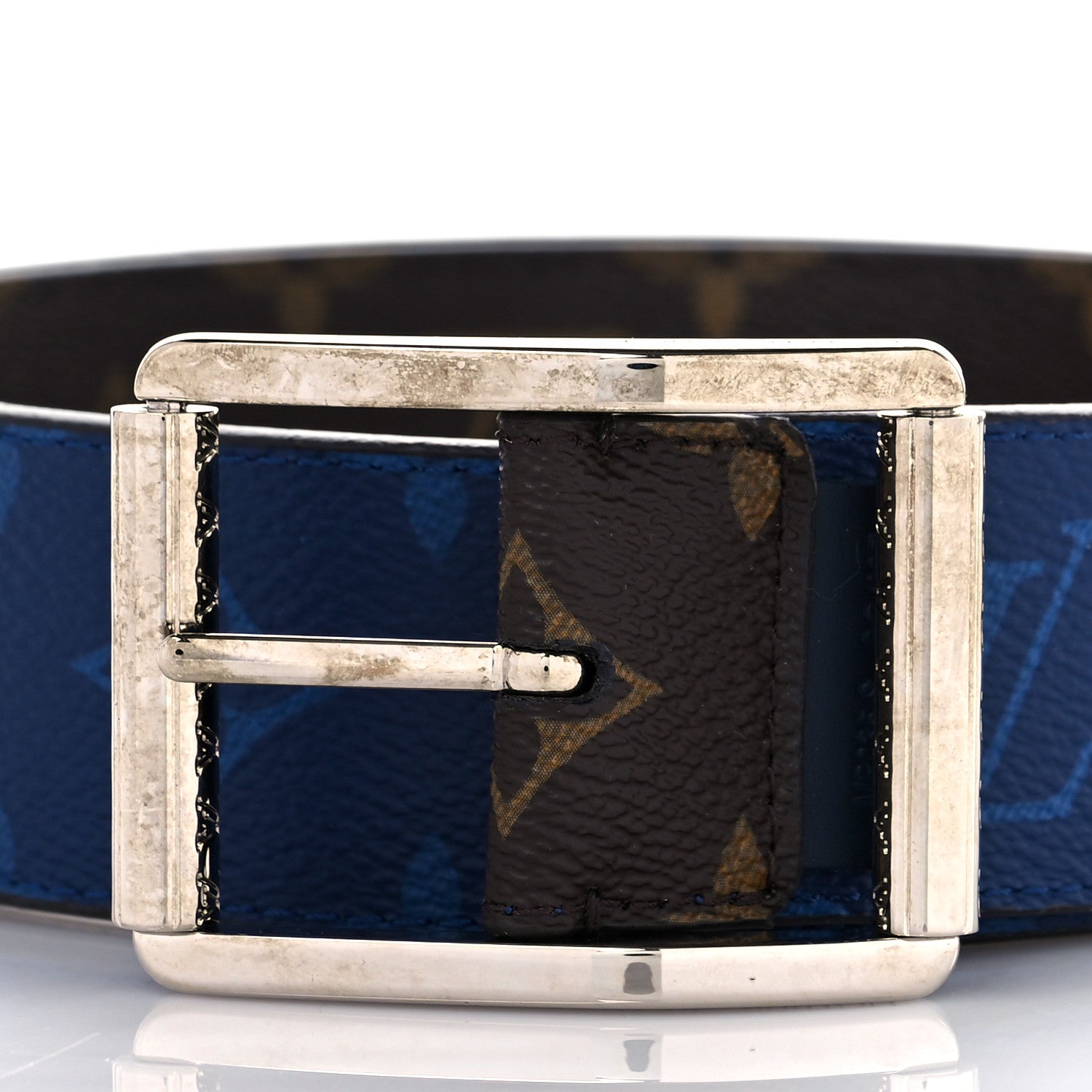 Louis Vuitton Monogram 40mm Reverso Belt 100 40 Pacific Blue 2 of 10