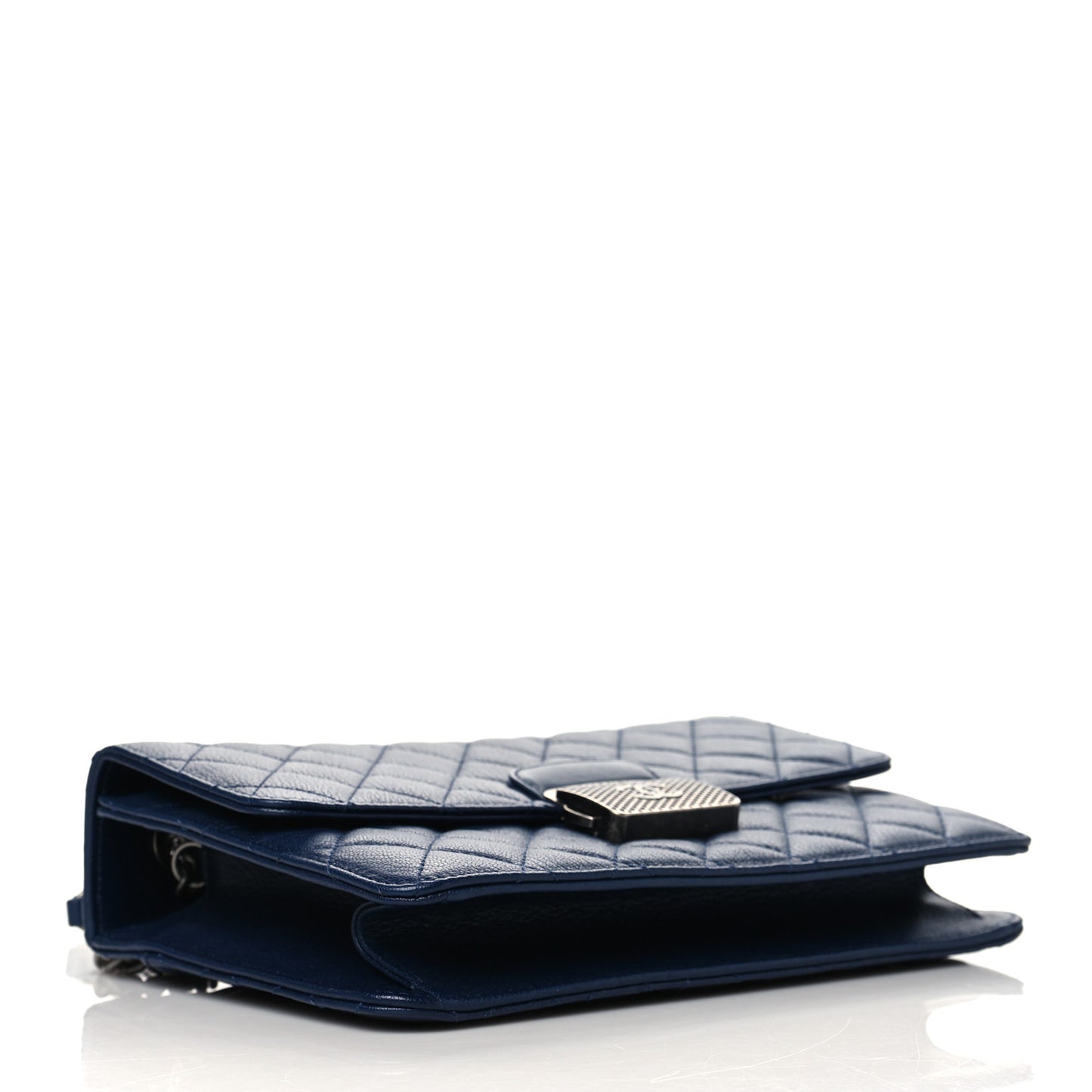 Goatskin Quilted Small CC University Top Handle Flap Blue