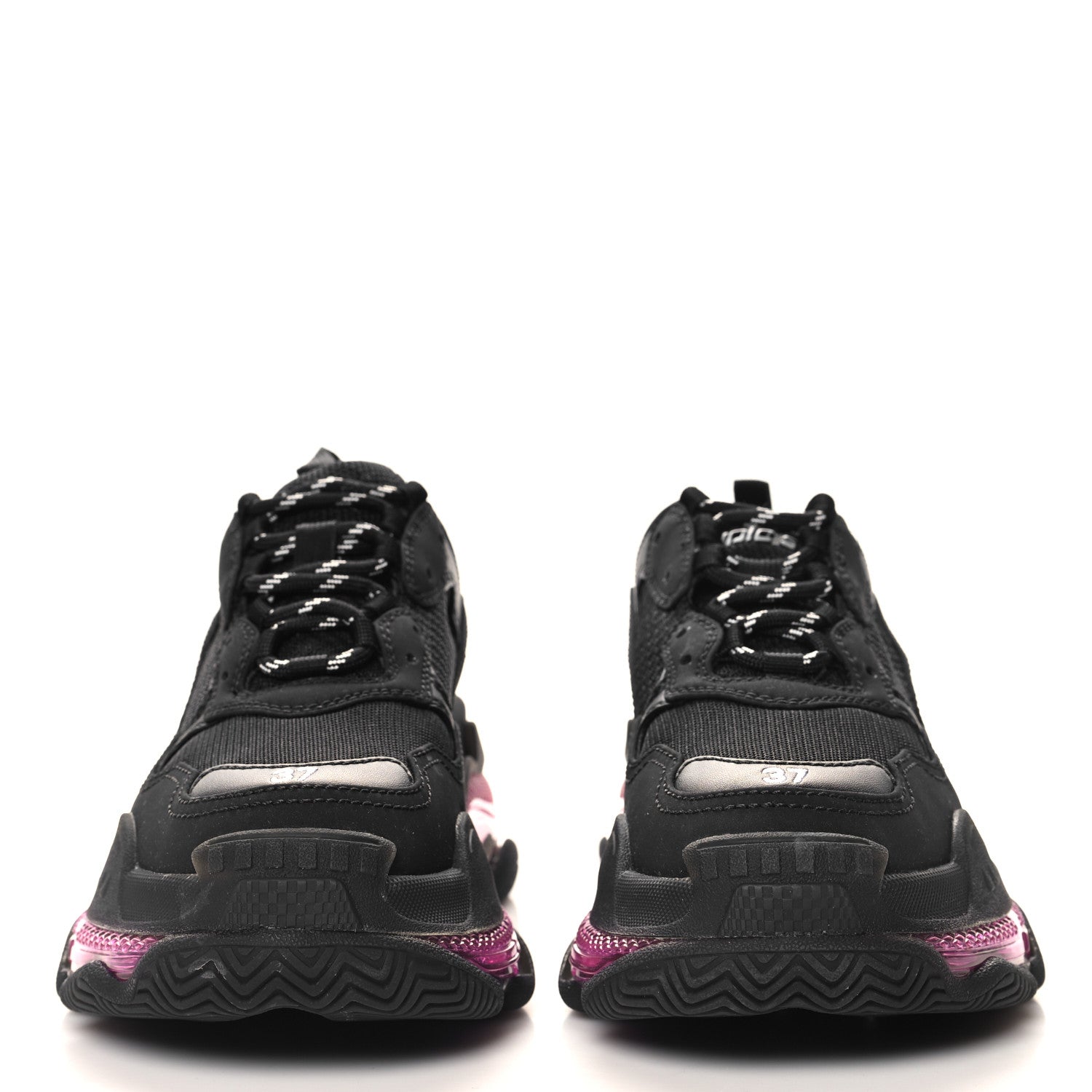 Balenciaga Fabric Mesh Clear Sole Womens Triple S Sneakers 37 Black Pink Neon 3 of 8
