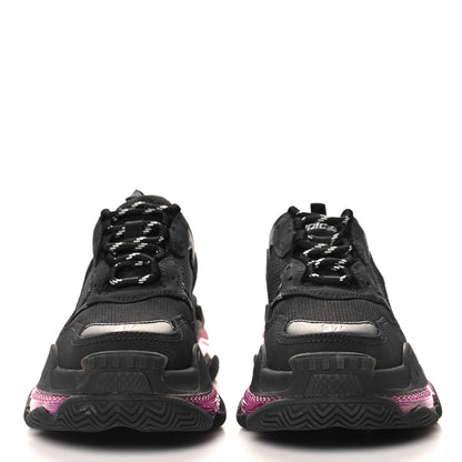 Balenciaga Fabric Mesh Clear Sole Womens Triple S Sneakers 37 Black Pink Neon 3 of 8