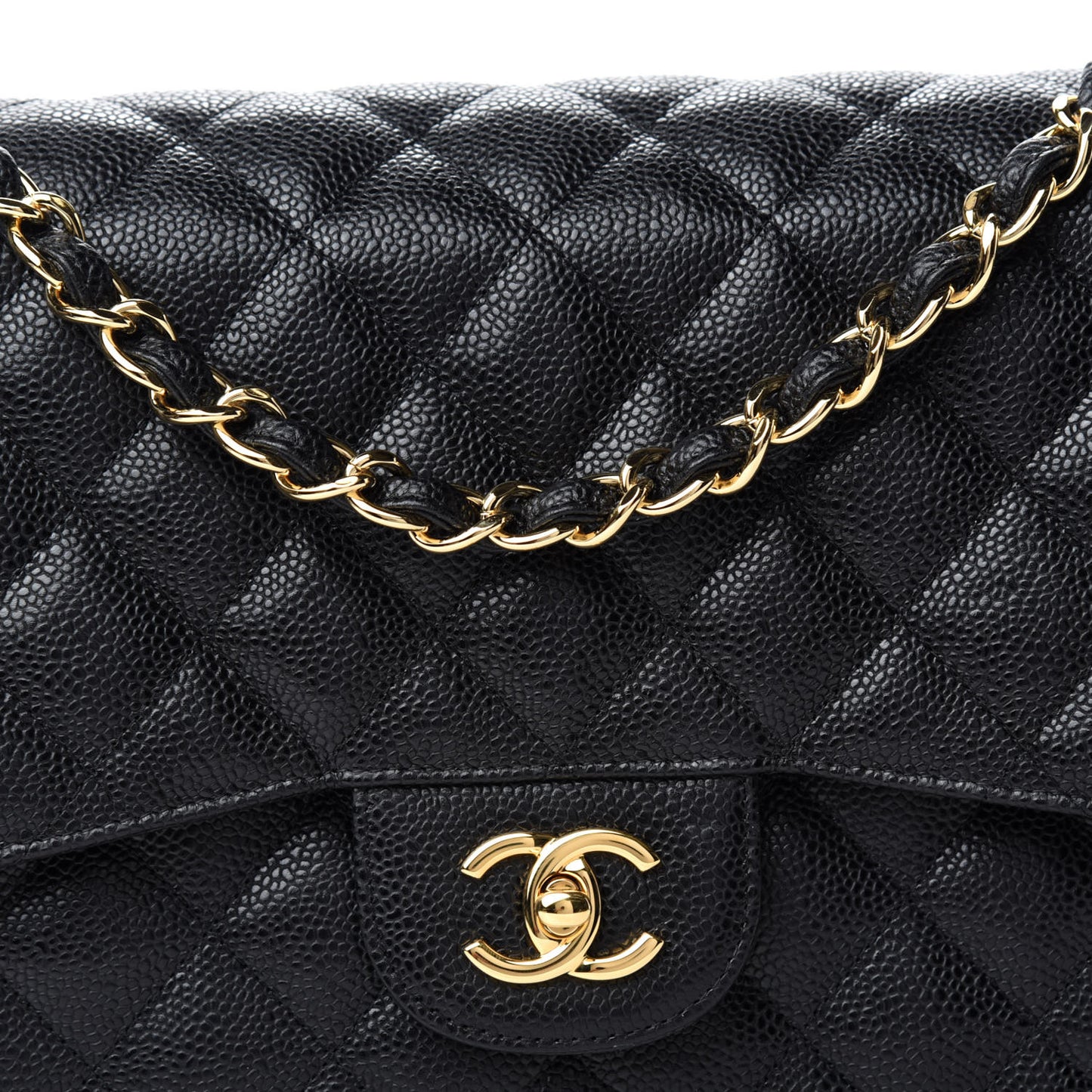Caviar Quilted Jumbo Double Flap Black