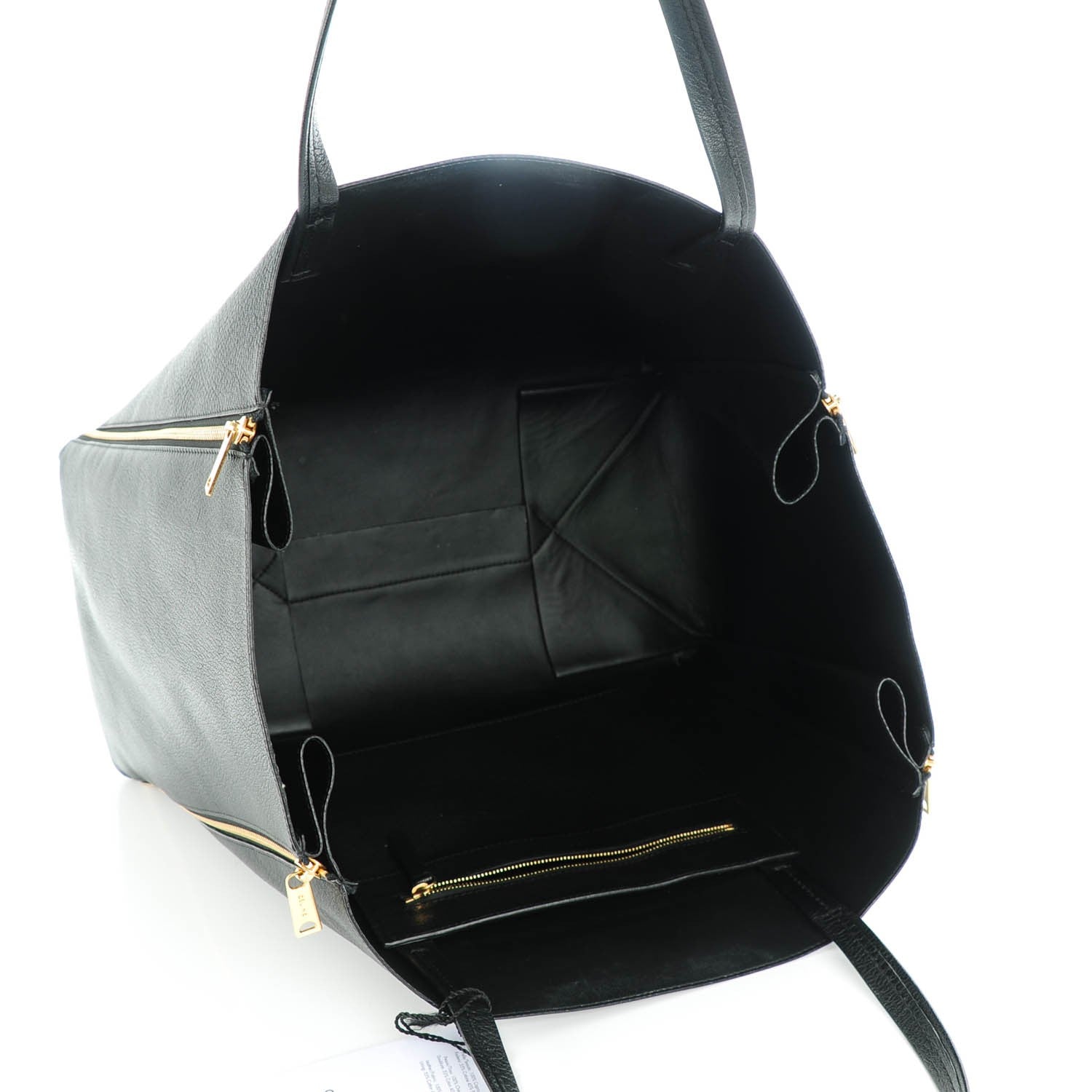 Celine Goatskin Horizontal Zipper Gusset Cabas Black 5 of 8