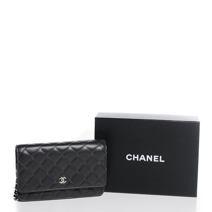 Chanel Lambskin Quilted Wallet On Chain WOC Dark Grey 9 of 9