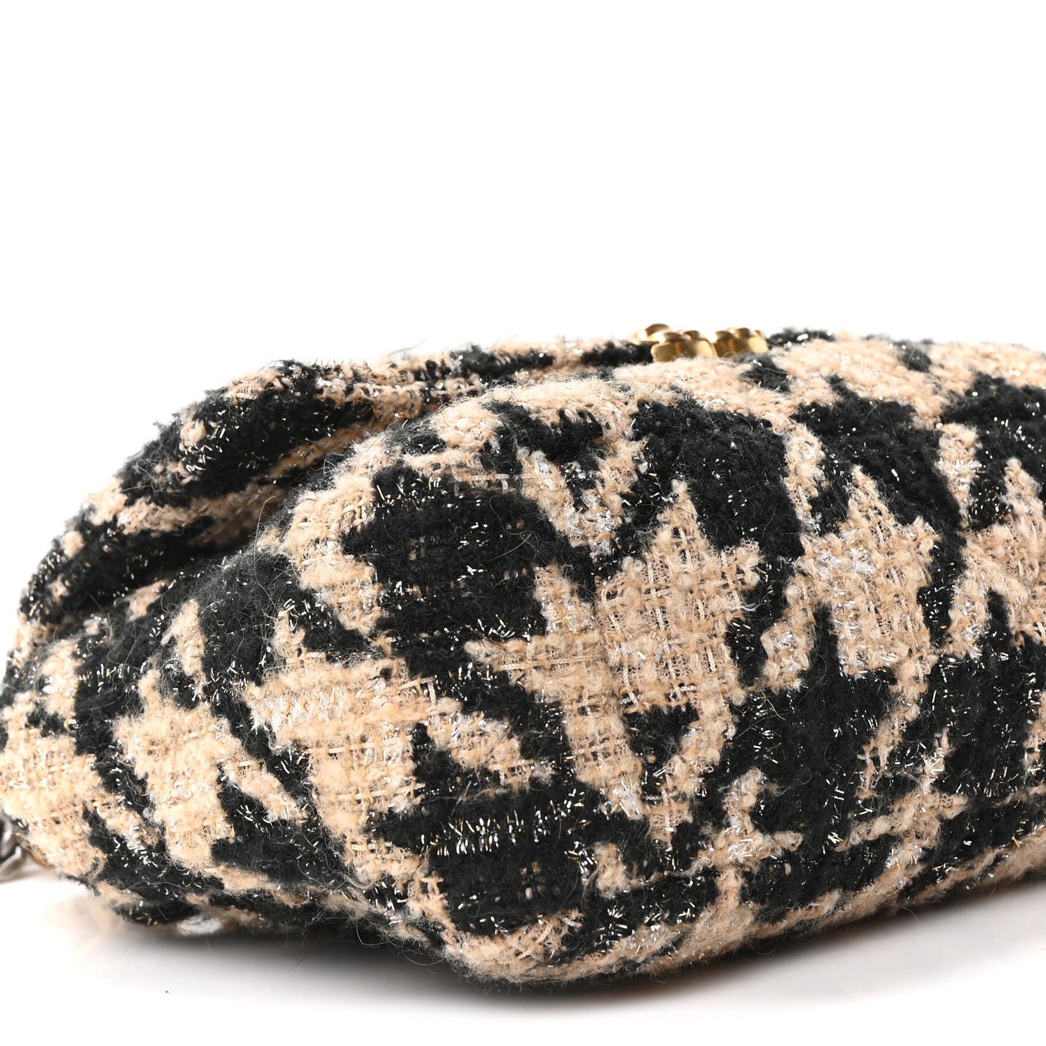 Chanel Tweed Houndstooth Quilted Medium Chanel 19 Flap Beige Black 9 of 11