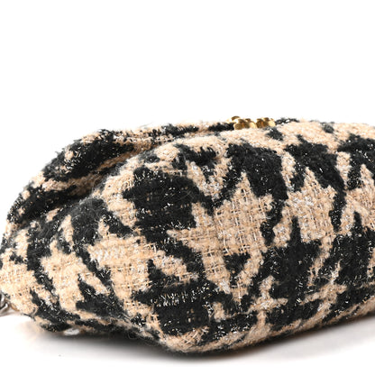 Chanel Tweed Houndstooth Quilted Medium Chanel 19 Flap Beige Black 9 of 11