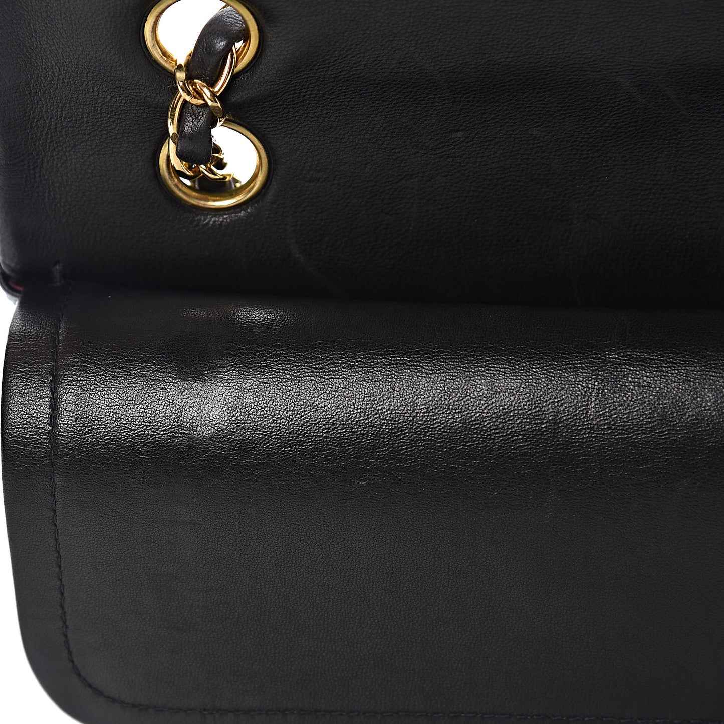 Lambskin Quilted Medium Double Flap Black
