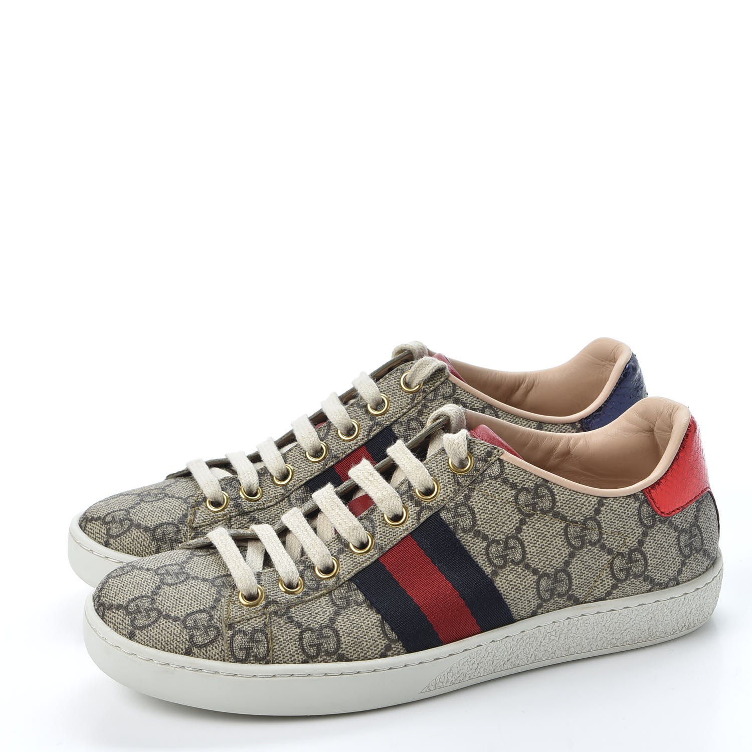 Gucci GG Supreme Monogram Womens Ace Low-Top Sneaker 35 Beige 2 of 10