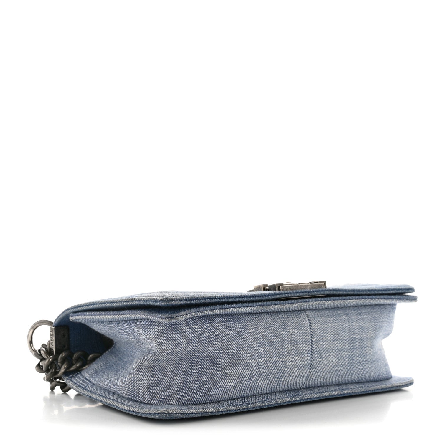 Chanel Denim Chevron Quilted Medium Boy Flap Blue 5 of 14