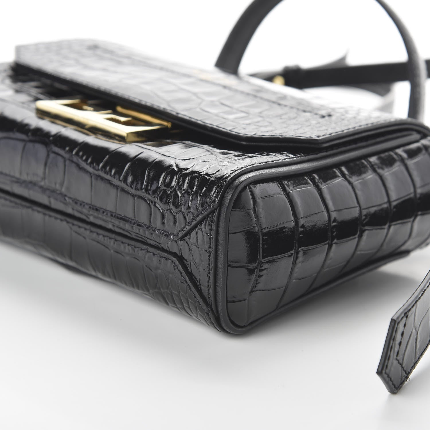Givenchy Calfskin Crocodile Embossed Eden Mini Top Handle Black 7 of 9