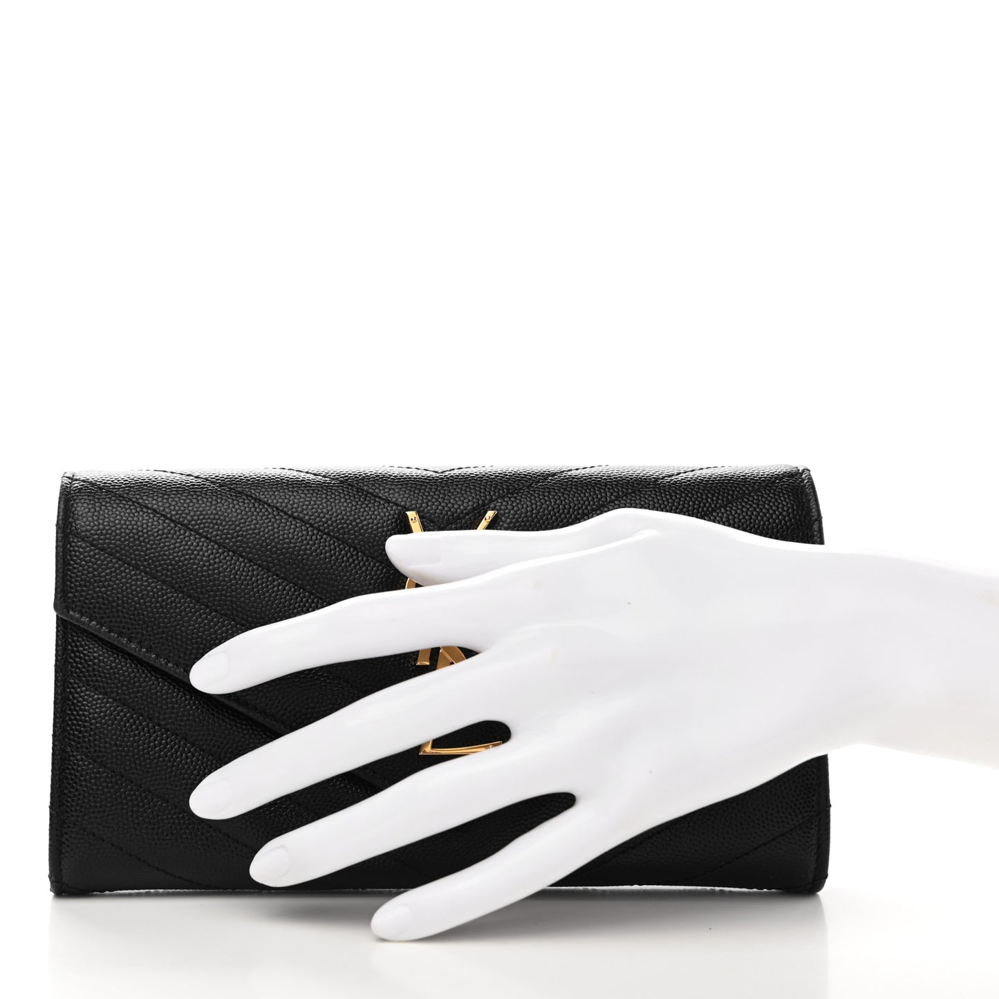 Grain De Poudre Matelasse Chevron Monogram Flap Wallet Black