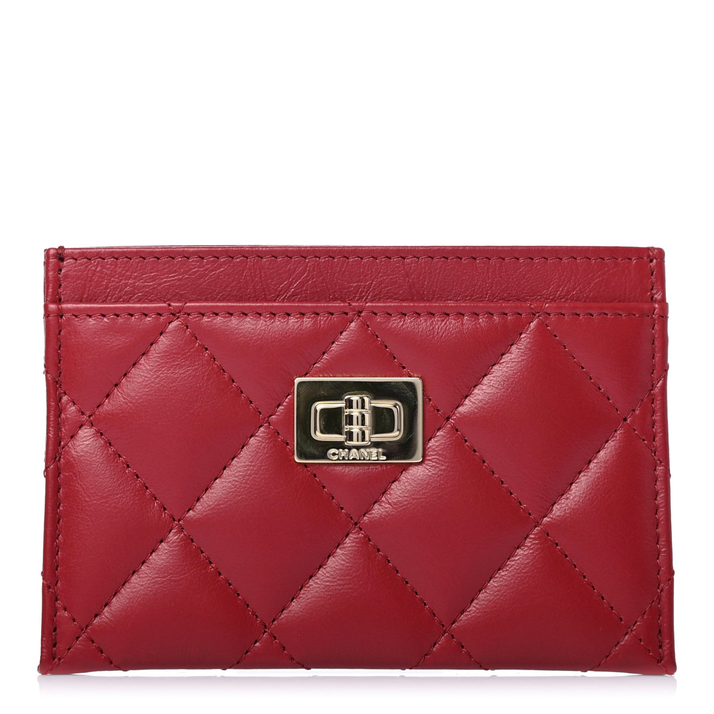 Aged Calfskin Quilted Reissue Card Holder Red