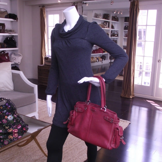 Prada Leather Tote Shoulder Bag Purse Red 2 of 14