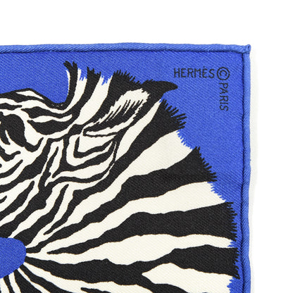 Hermes Silk Zebra Pegasus Nano Scarf 20 Bleu Vif Jaune White 2 of 3