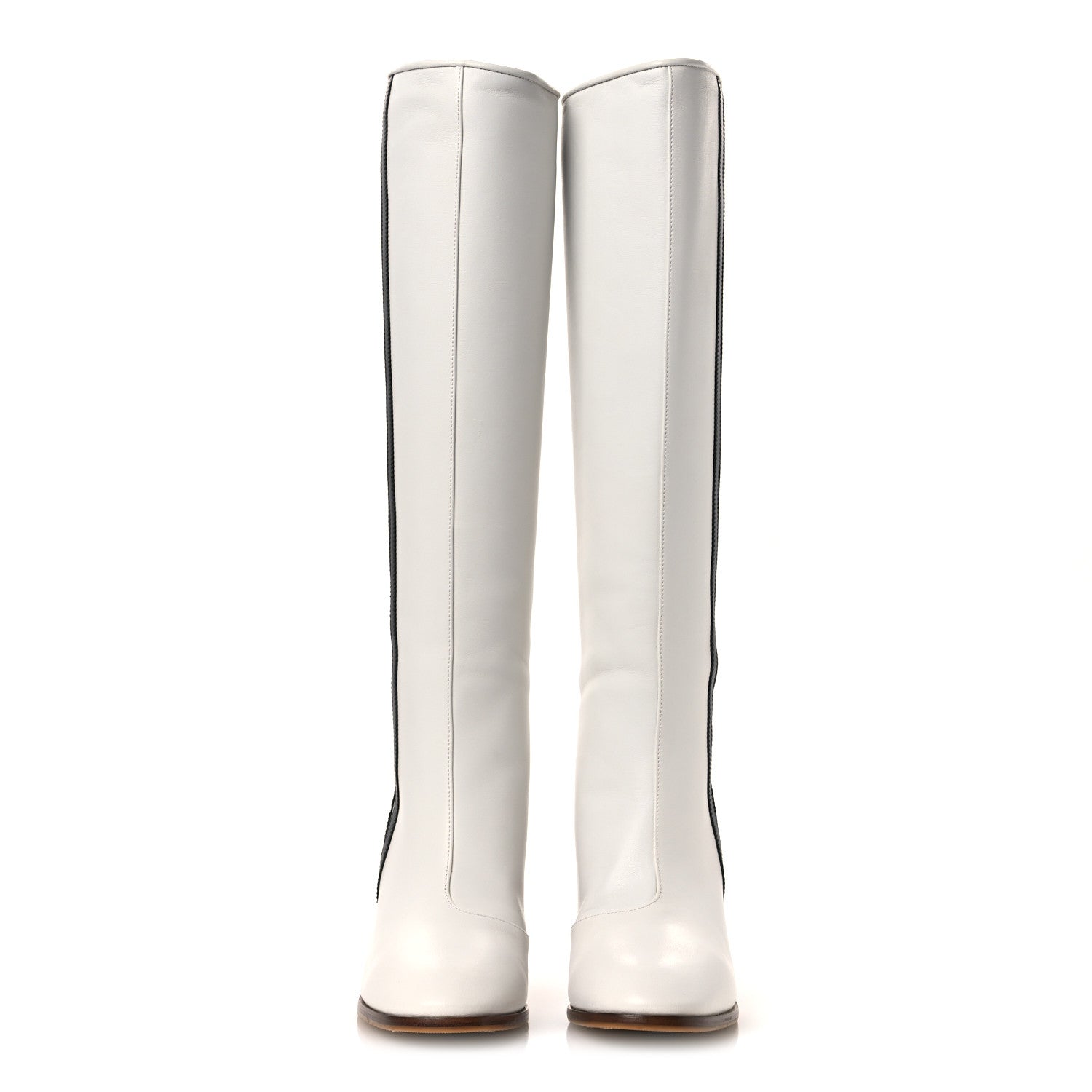 Gucci X ADIDAS Calfskin Elizabeth Knee Boots 37 White Black 3 of 10