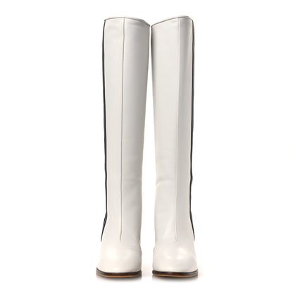 Gucci X ADIDAS Calfskin Elizabeth Knee Boots 37 White Black 3 of 10
