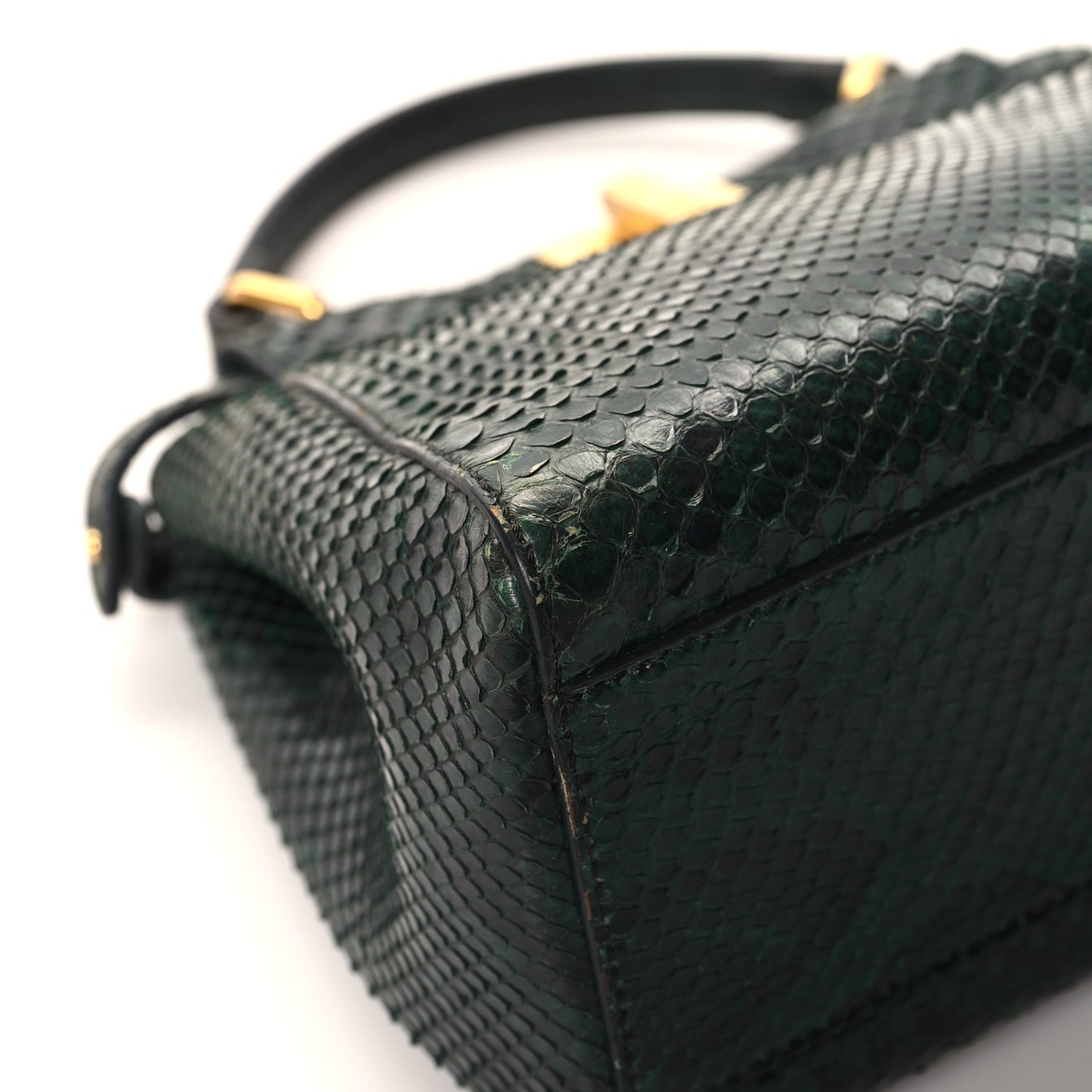 Snakeskin Shiny Nappa Mini Peekaboo Iconic Satchel Green
