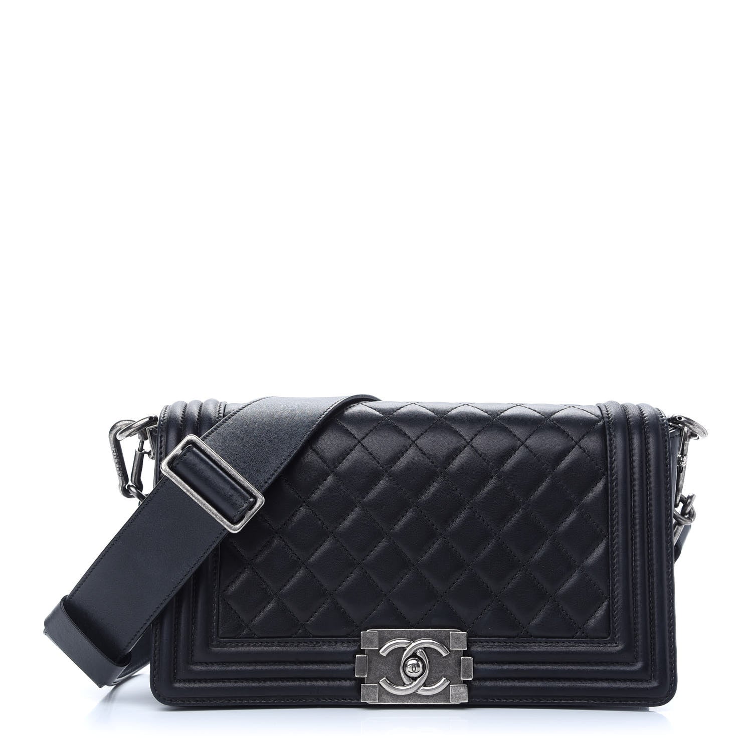Chanel Lambskin Stingray Quilted Medium Boy Flap Black 1 of 8