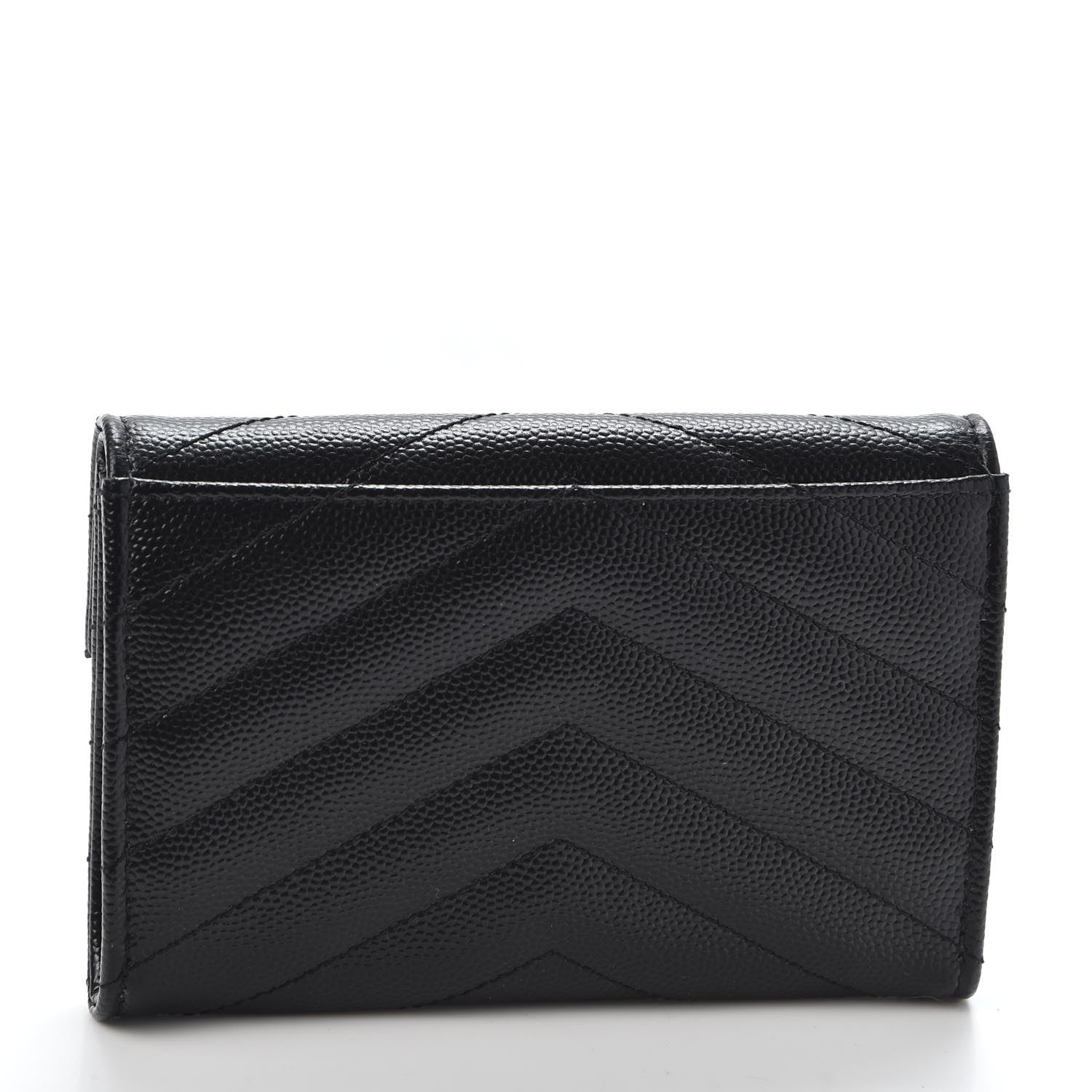 Saint Laurent Grain De Poudre Matelasse Chevron Small Monogram Envelope Wallet Black 2 of 8