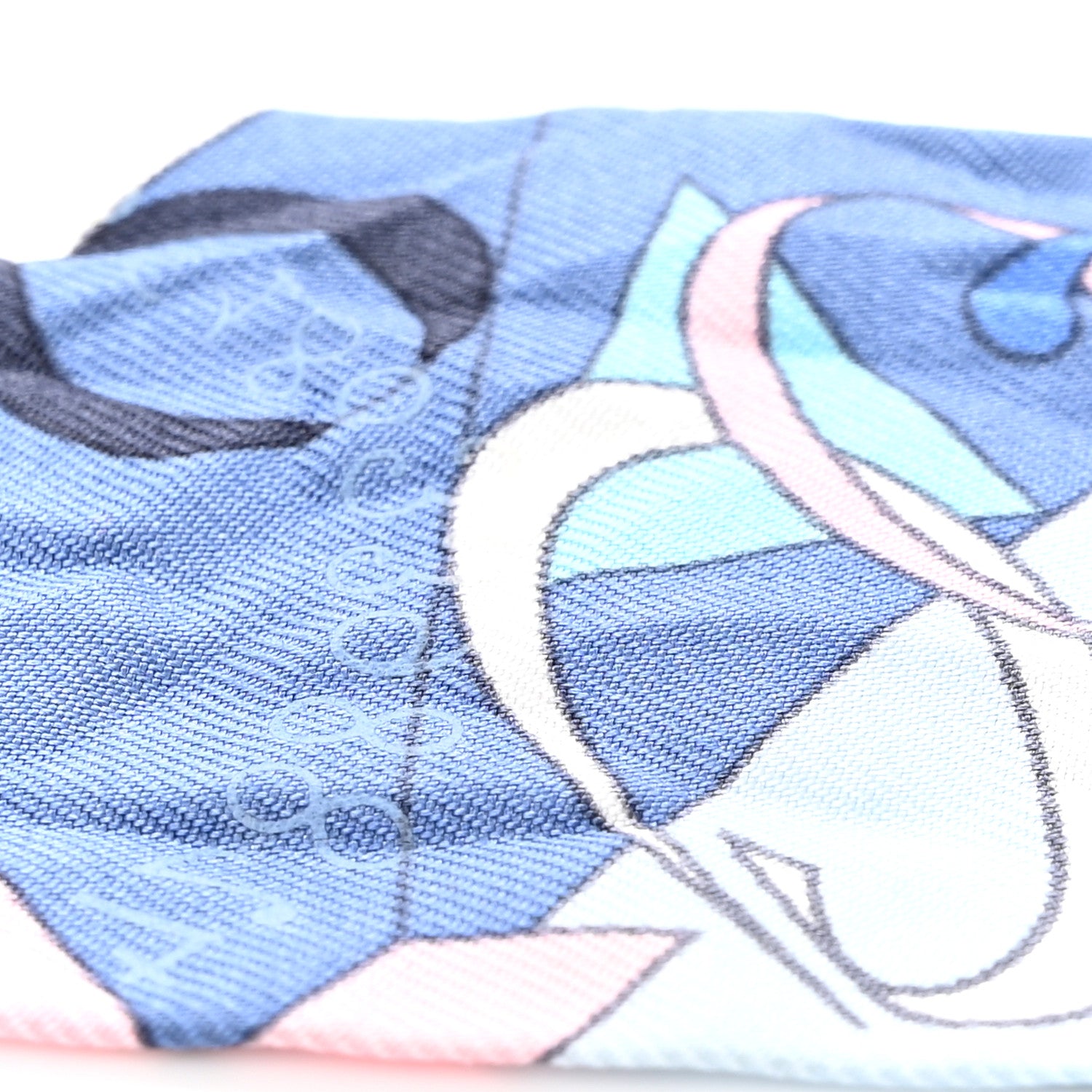 Hermes Silk Le Nombre D'Or Twilly Blue Jean Rose Pale Ciel 5 of 9