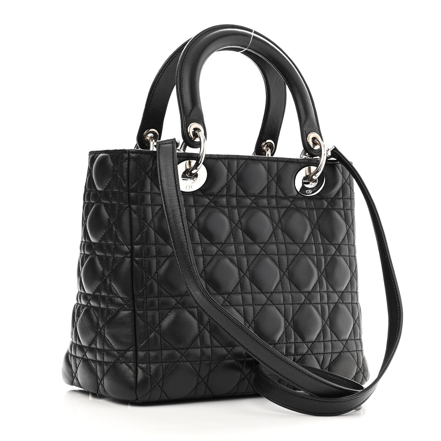Christian Dior Lambskin Cannage Medium Lady Dior Black 3 of 11
