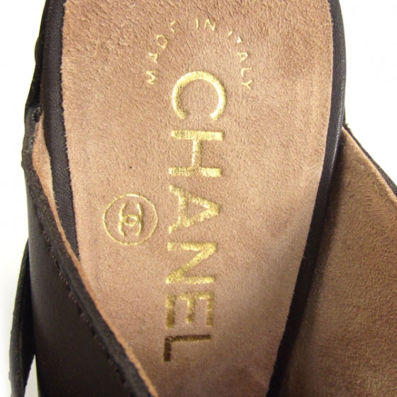 Chanel Leather Studded Clogs 38 Brown 7 of 8