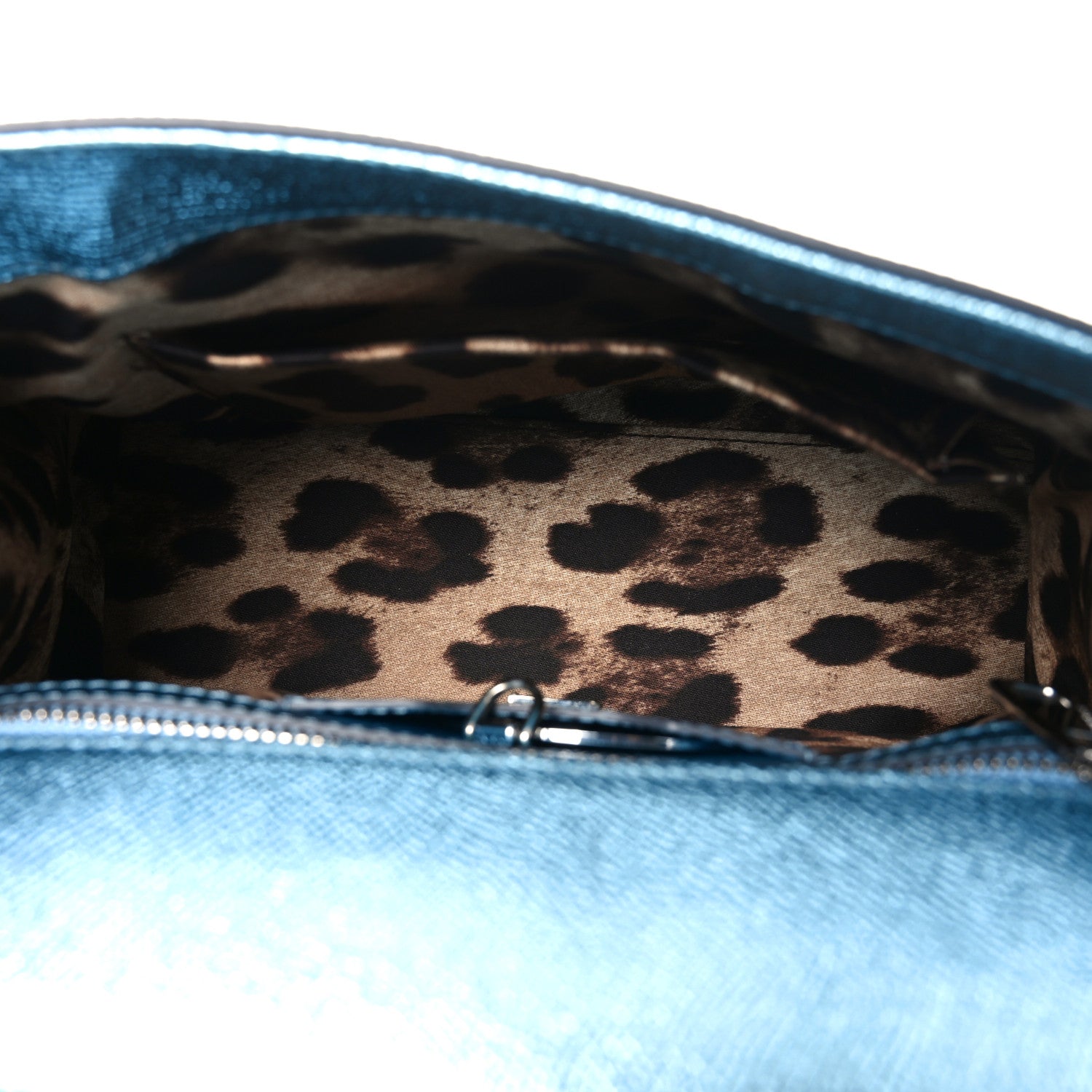 Dolce & Gabbana Metallic Dauphine Medium Miss Sicily Satchel Blue 5 of 9